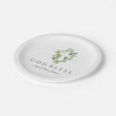 Religieus Kruis Groen Botanisch God Zegen Doop Papieren Bordje (Gekanteld)