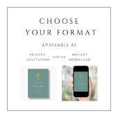 Religieus kruis groen script jongensdoop kaart