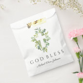 Religieus Kruis Groene Botanische God Zegen Doop Bedankzakje (Gezegeld)