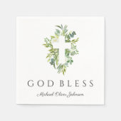 Religieus Kruis Groene Botanische God Zegen Doop Servet (Voorkant)