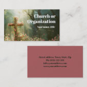 Religieus kruis met rozen in de geheime tuin visitekaartje (Voorkant / Achterkant)