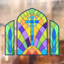Religieus kruis namaak gebrandschilderd decoratief raamsticker