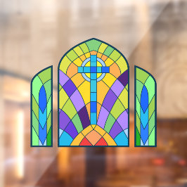 Religieus Kruis Nep Gebrandschilderd Decoratie Raamsticker
