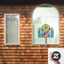 Religieus kruis nep gebrandschilderd decoratief raamsticker