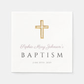 Religieus Kruis Paarse Meisje Doop Servet (Voorkant)