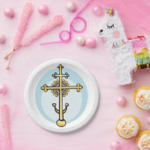 Religieus kruis papieren bordje (Feest)