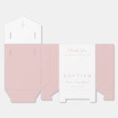 Religieus kruis roze script meisje doop bedankdoosjes (Ongevouwen)