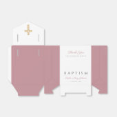 Religieus kruis stoffig roze script meisje doop bedankdoosjes (Uitgevouwen)