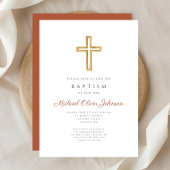 Religieus Kruis Terracotta Script Doop Kaart