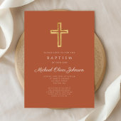 Religieus kruis terracotta script jongensdoop kaart