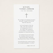 Religieus Kruis Uitvaart Psalm Foto Gebed Kaart (Achterkant)