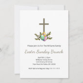 Religieus kruis versierde eieren paasbrunch kaart (Voorkant)