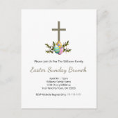 Religieus kruis versierde eieren paasbrunch uitnodiging briefkaart (Voorkant)