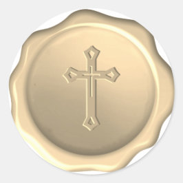 Religieus kruis waszegel geprägde gouden sticker