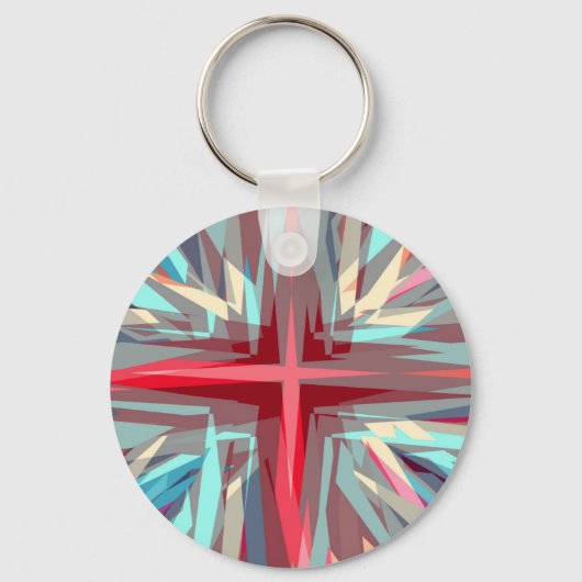 Religieus kruisje sterrenburst sleutelhanger (Voorkant)