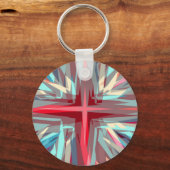 Religieus kruisje sterrenburst sleutelhanger (Voorkant)