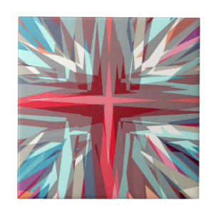 Religieus kruisje sterrenburst tegeltje