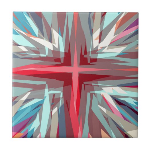 Religieus kruisje sterrenburst tegeltje (Voorkant)