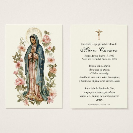 Religieus Maagd Maria begrafenisgebed Visitekaartje (Voorkant /achterkant)