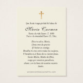 Religieus Maagd Maria begrafenisgebed Visitekaartje (Achterkant)