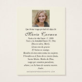 Religieus Maagd Maria begrafenisgebed Visitekaartje (Achterkant)