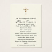 Religieus Maagd Maria begrafenisgebed Visitekaartje (Achterkant)