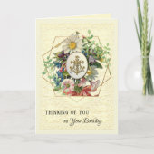 Religieus Maagd Maria Kruis Bloemige Verjaardag Feestdagen Kaart (Voorkant)