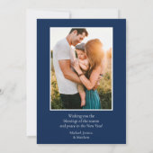 Religieus Madonna en Kind Kerststal Familie Foto Feestdagenkaart (Achterkant)