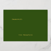 Religieus Manuscript Emmanuel God met ons Groen & Folie Feestdagenkaart (Voorkant)