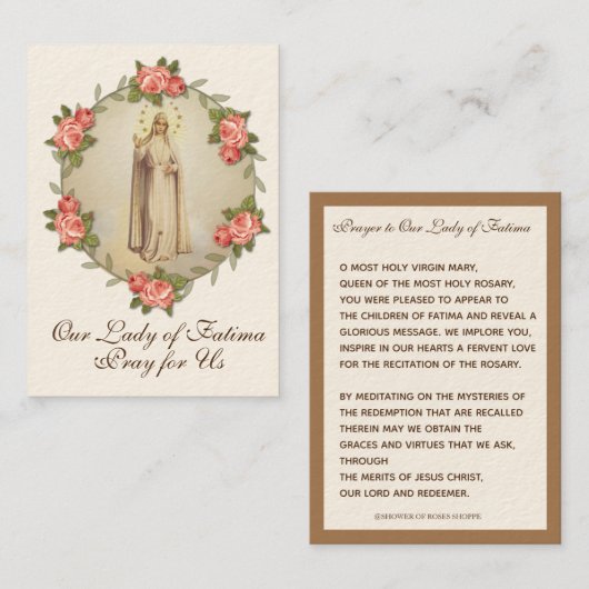 Religieus Maria Fatima Katholiek Gebed Visitekaartje (Voorkant / Achterkant)