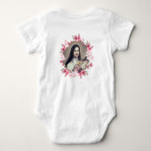 Religieus meisje Baby St. Therese Pink Roses Romper (Achterkant)
