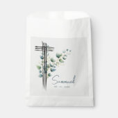 Religieus Modern Botanisch Blauw Kruis Bedankzakje (Voorkant)