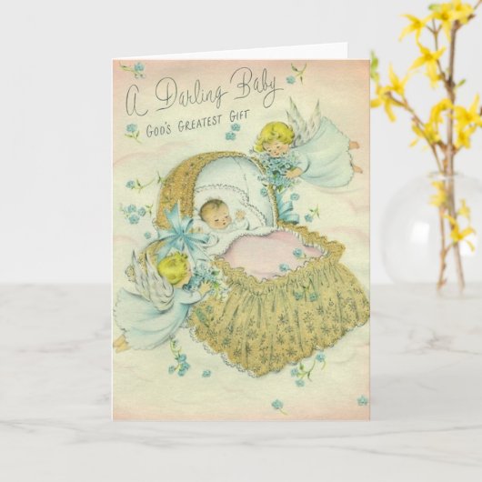  religieus nieuw baby Wenskaart Kaart (Gele Bloem)