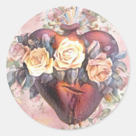 Religieus Onbevlekt Hart Maagd Maria Rozen Ronde Sticker
