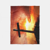Religieus Paaskruis bij zonsondergang Fleece Deken (Voorkant)