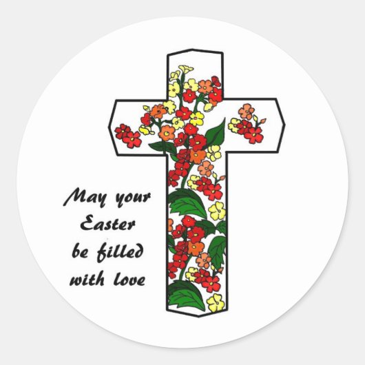 religieus paaskruis en bloemen Stickers (Voorkant)