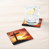 Religieus paaskruis op zonsondergang kartonnen onderzetters (Insitu)