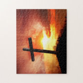 Religieus paaskruis op zonsondergang legpuzzel (Verticaal)
