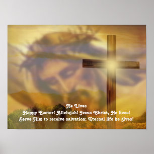 Religieus paasPoster - Jezus en Cross Gold Poster