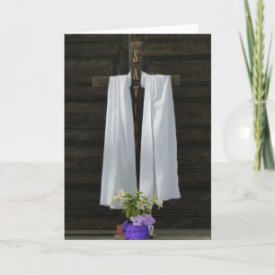 Religieus paasWenskaart, houten kruis Feestdagen Kaart