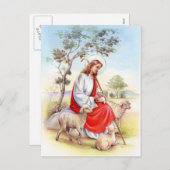 Religieus Pasen, Jezus de herder Feestdagenkaart (Voorkant / Achterkant)