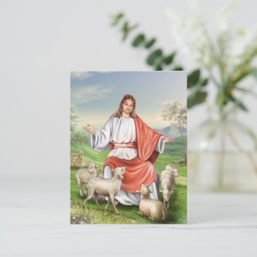 Religieus  Pasen, Jezus de herder Feestdagenkaart (Staand voorkant)