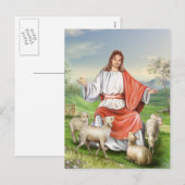 Religieus  Pasen, Jezus de herder Feestdagenkaart (Voorkant / Achterkant)