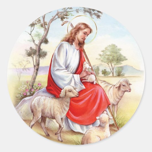 Religieus  Pasen, Jezus de herder Ronde Sticker (Voorkant)