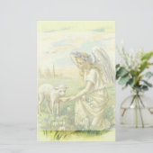  Religieus Pasen Victoriaans Engel met Lam Briefpapier (Staand voorkant)