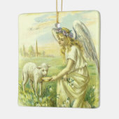  Religieus Pasen Victoriaans Engel met Lam Keramisch Ornament (Links)