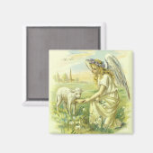 Religieus Pasen Victoriaans Engel met Lam Magneet (Voorkant / Achterkant)