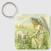  Religieus Pasen Victoriaans Engel met Lam Sleutelhanger (Voorkant)