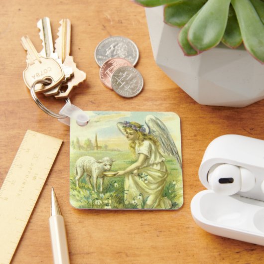  Religieus Pasen Victoriaans Engel met Lam Sleutelhanger (Bureau)