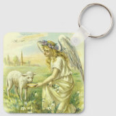  Religieus Pasen Victoriaans Engel met Lam Sleutelhanger (Achterkant)
